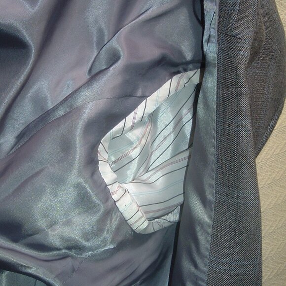 Lauren Ralph Lauren 52% Silk 48% Wool Mens Blazer Sport Coat 44R Gray/Blue Plaid - Picture 8 of 12